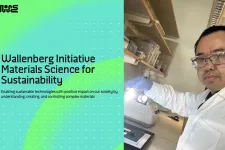 Collage of a green screen with the text Wallenberg Initiative, and a photo of a man conducting scientific research.