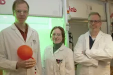 Photo of three people in lab coats.