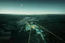 Night vision of a city.