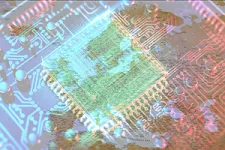montage of semiconductor chip and map of Europe