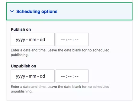 Screenshot of editing field for scheduling options 