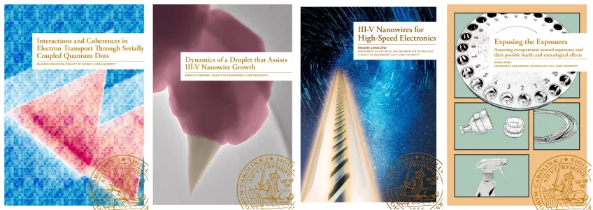 Cover pages of 4 PhD theses from students within NanoLon that defended in 2020