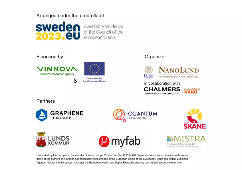 Collage of logos related to EuroNanoForum 2023.