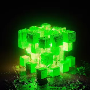 Green luminiscent cube