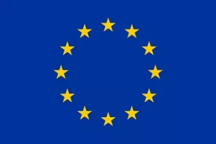 EU-flag, blue with ring of yellow stars 